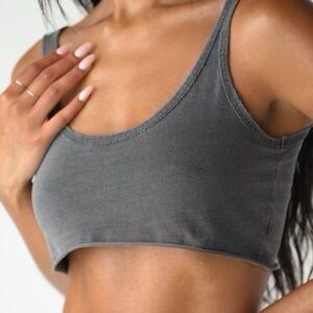 JOAH BROWN STRAPPY CROP TANK